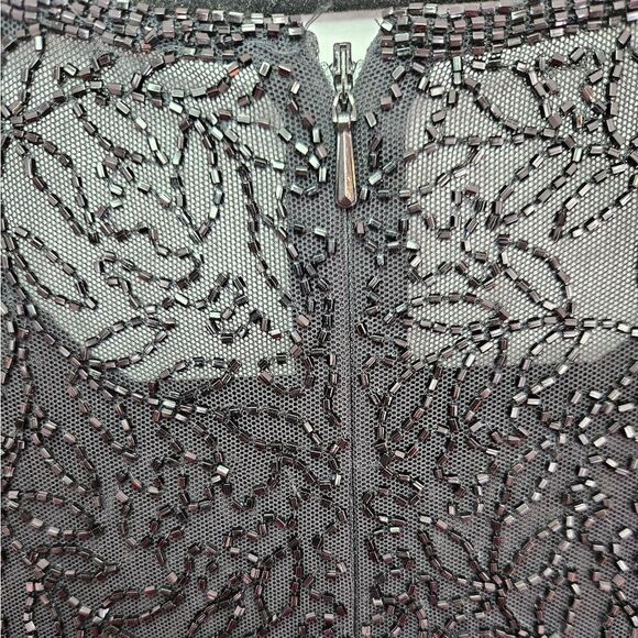 Vintage Black Tie Oleg Cassini Intricately Beaded Long Sleeve Evening Dress 12 - Picture 11 of 11